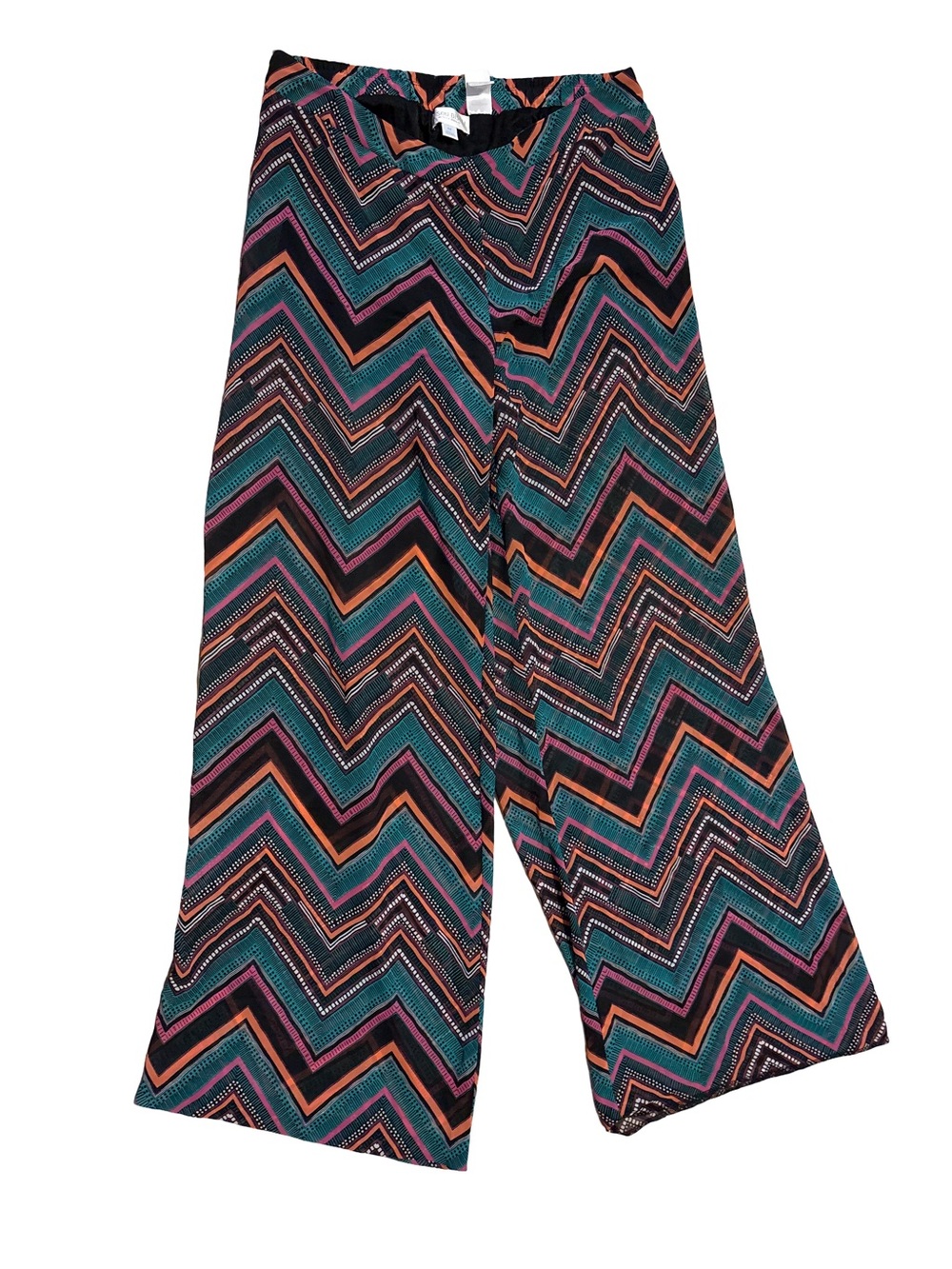 Bisou Bisou Teal, Pink & Orange Chevron Wide Leg Pants